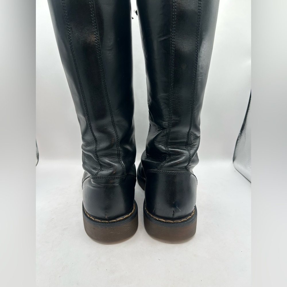 Vintage Dr Martens 1420 20 hole black knee high leather boots England m 8 W 9 - Picture 6 of 13